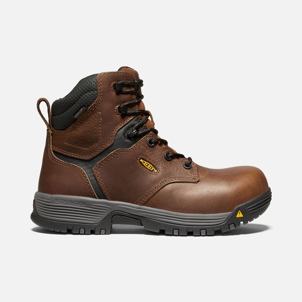 Botas de Trabajo Keen Mexico Marrom - Mujer Chicago 6\" Waterproof (Carbon-Fiber Toe) - WJ9530827